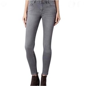 All Saints gray ankle zip skinny jeans